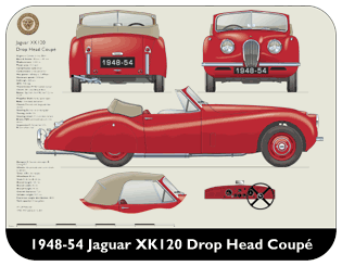 Jaguar XK120 DHC (disc wheels) 1948-54 Place Mat, Medium
